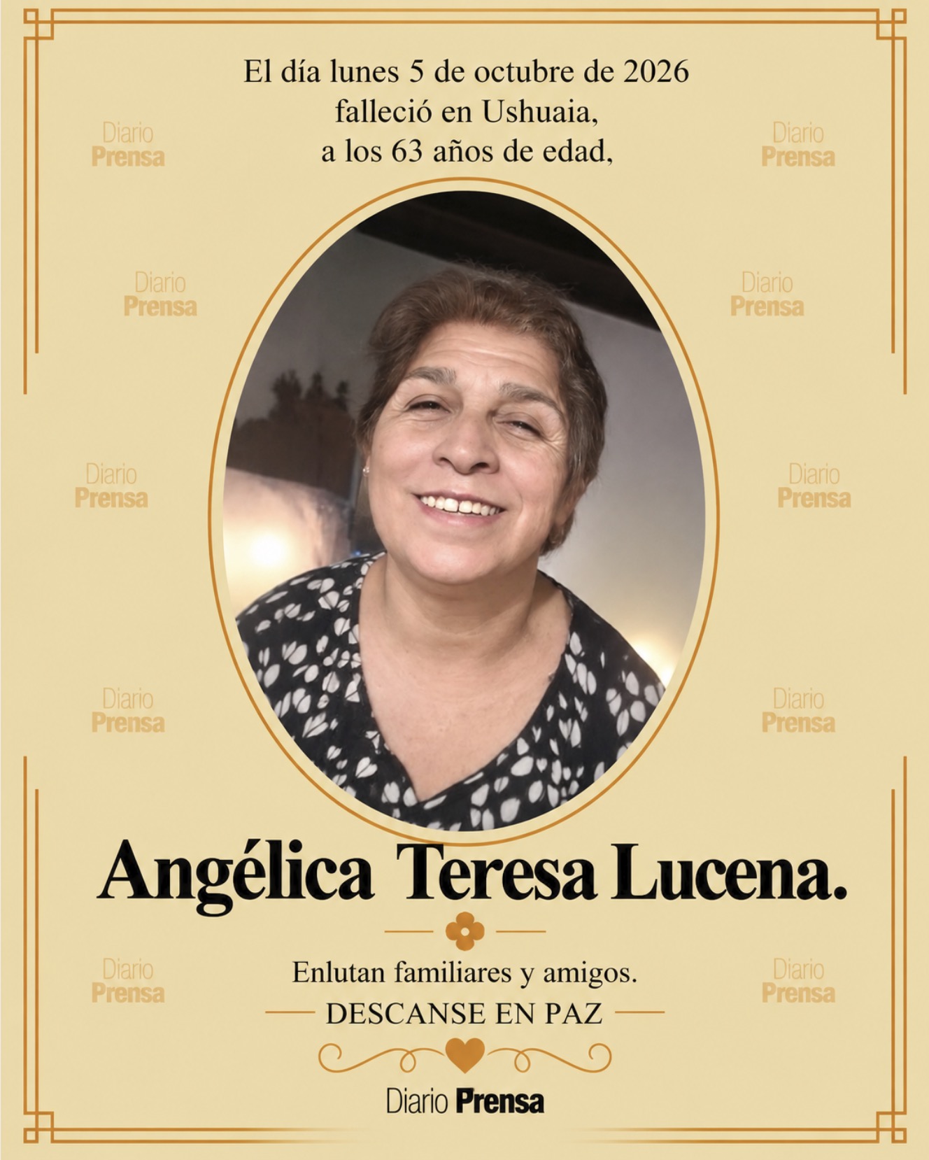 Fallecimiento | Angélica Teresa Lucena